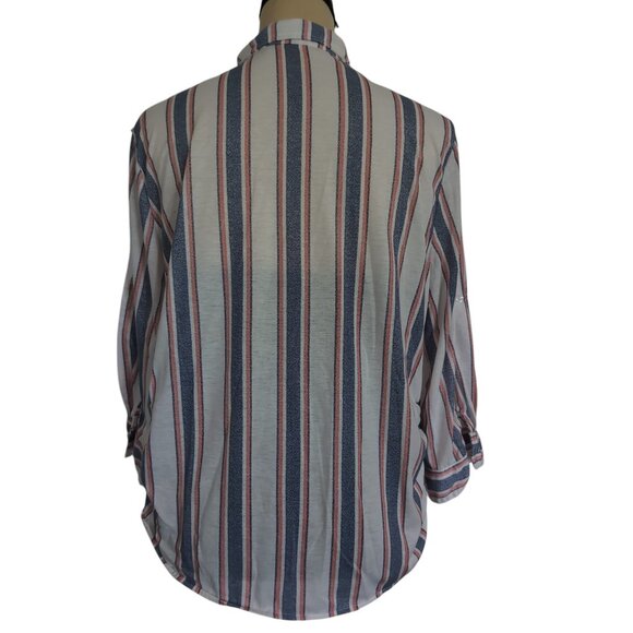Eden & Olivia Button Down Blouse Shirt Stripes XL - Picture 3 of 5